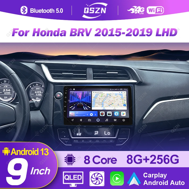 Car Radio Multimedia Player For Honda BRV 2015 2016 2017 2018 2019 Android 13 Carplay Auto WIFI+4G Screen GPS Carplay Head Unit