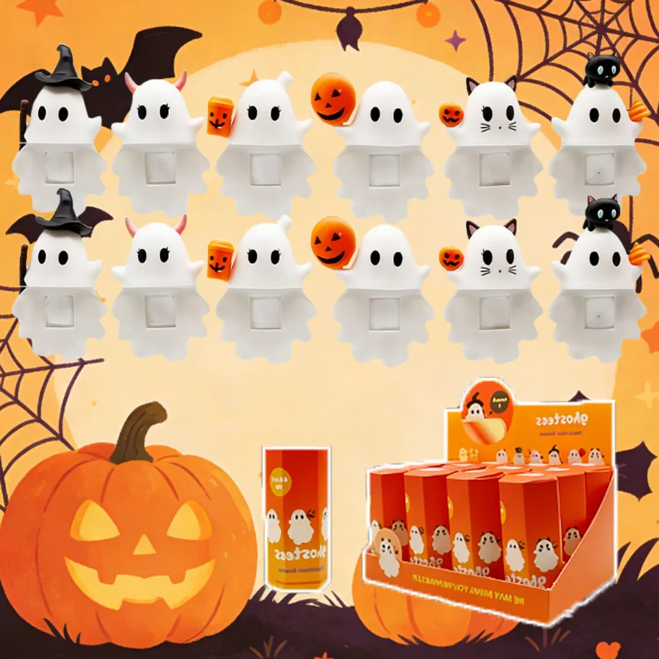 Mignon Halloween fantôme téléphone minuscule ornement Miniature Figurine accessoire cadeau boîte aveugle à collectionner Halloween téléphone décor boîte aveugle