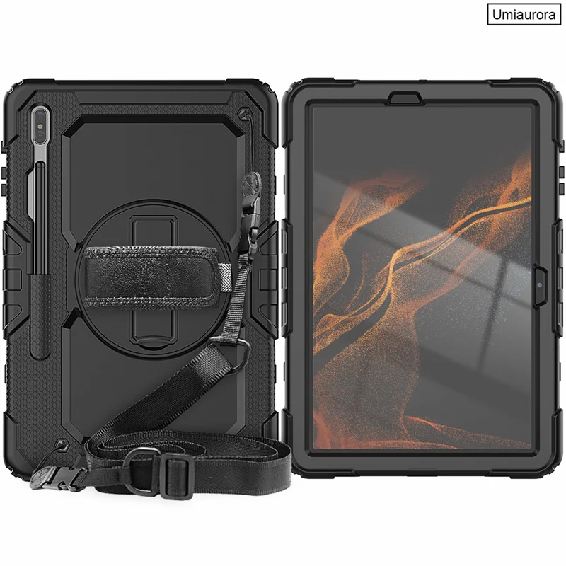 

For Samsung Tab S7 S8+ S9+ S10+ FE+ Plus SM-X620 X820 X520 X400 Heavy Duty Rugged Tablet Case Cover Stand Strap Shockproof Funda