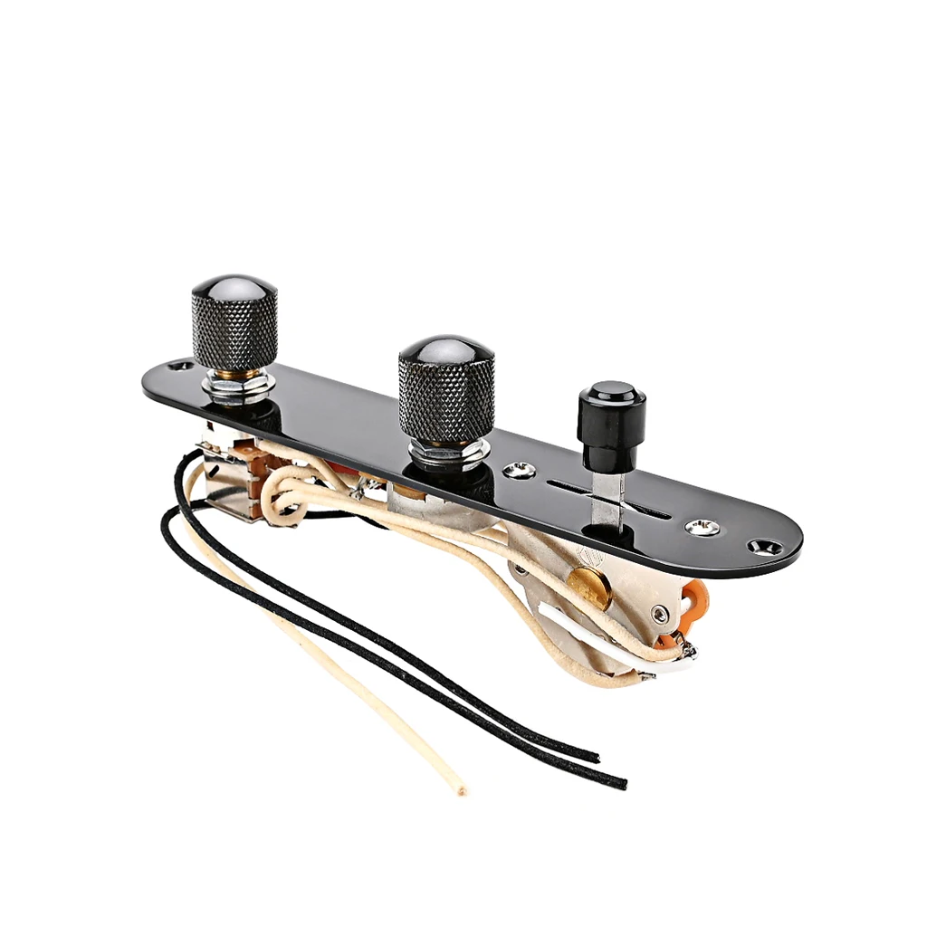 

1 Wired Control Plate 3 Way Wired Loaded Prewired Control Plate Harness Switch Knobs for TL Tele Telecaster Guitar Parts Black