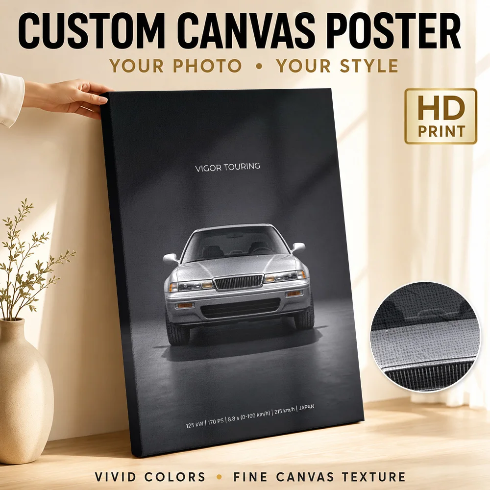 Japanese Vigor Touring Car Canvas Poster Personalized Photo Detailed Front View Composition Wall Art For Auto Shop Reception