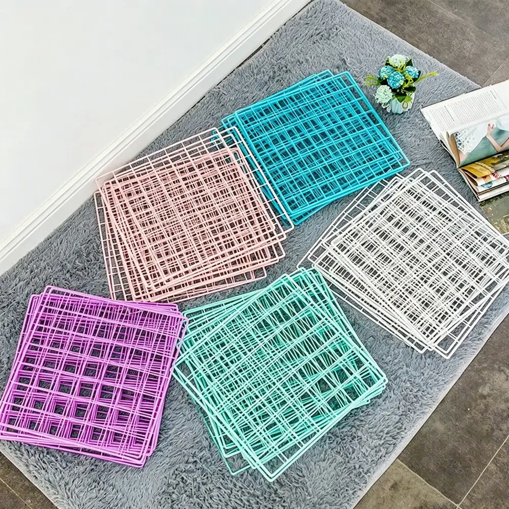Pastel Color 30CM Square Wire Grid Wall Organizer, Metal Mesh Grid Panel for Photo Hanging & Home Wall Decoration