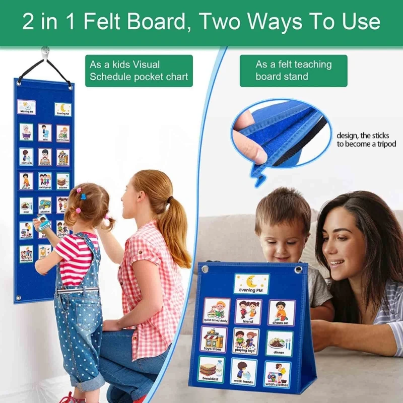 Harmonogram wizualny dla domu dzień noc autyzm rutynowe karty wizualny planista ścienny wykres zadań dla codziennych dzieci małych dzieci