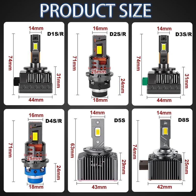 D2S/R D4S/R 1000W LED Car Headlight bulb HID D1S D3S D5S D8S Canbus D1R D3R Xenon Bulb Turbo Car Lamp Motorcycle Light Plug&Play
