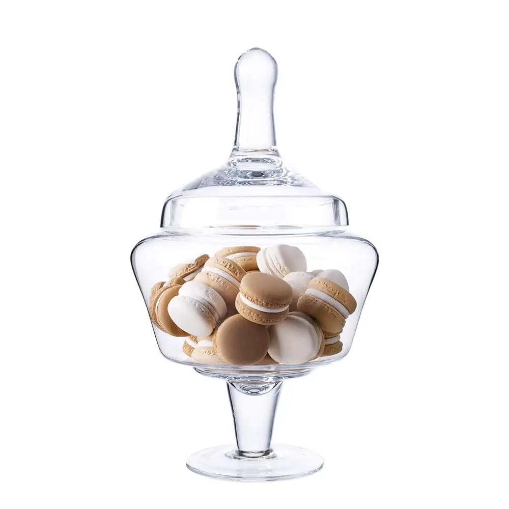 

Glass Apothecary Jars With Lids For Candy Buffet - Apothecary Jars For Bathroom, Candy Bar, Kitchen, (Height: 11"" Body: 6.5"")