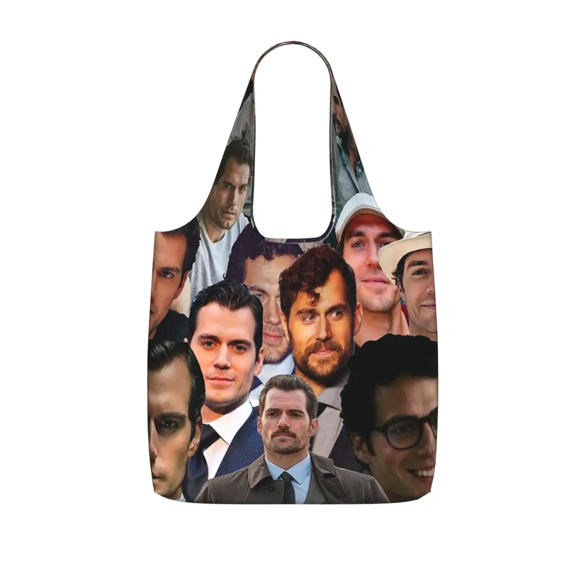 Henry Cavill Photo Collage Shopping Tote Bag Canvas Large Capacity Shoulder Bags Shopper Grocery Handbag for Women