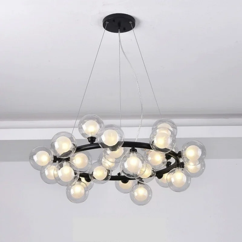 Imagem -06 - Nordic g9 Led Chandelier Lighting Modern Round Glass Pendant Light Living Room Lamp Fixture Decor Iluminação Interior