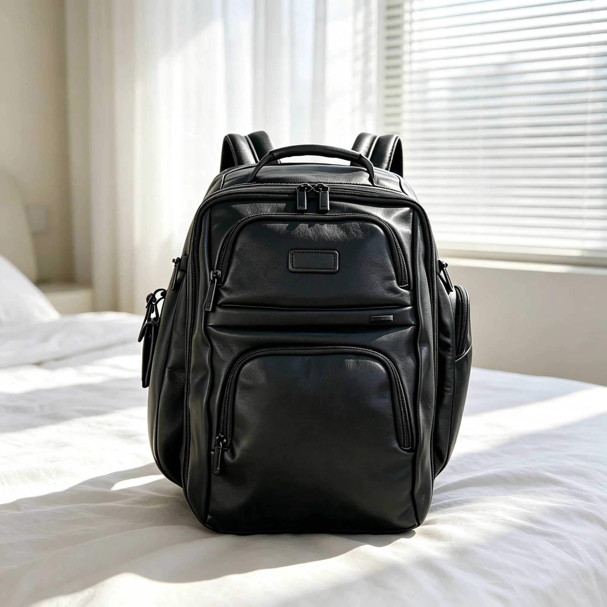 Men's Microfiber Leather Backpack, Large Capacity Multi-Pocket Stylish Travel Daypack