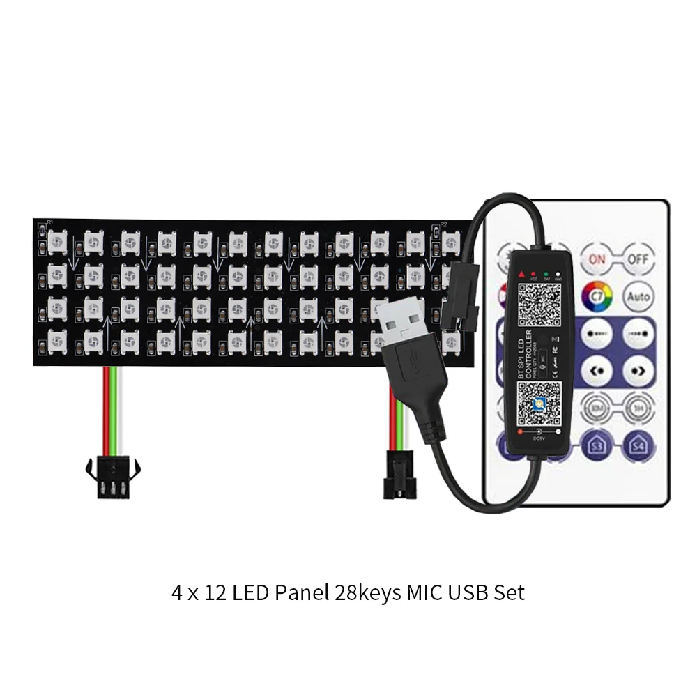 WS2812 LED Pixel Panel Flexible Matrix Screen 48Pixels RGB full color Individually Addressable IC 4ｘ12 Flexible Panel Light DC5V