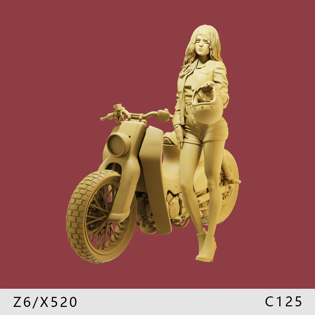 3D Print 1/64 1/43 Girl Motorcycle Rider Figure Diorama Mini Doll Street Scene Creative Prop Figurine Model Display for Cars toy