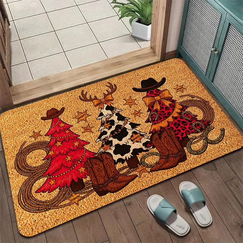 VIKAMA Christmas Carpet Cartoon Copy Welcome Mat Soft Door MatRug For Bedroom Carpet For Living Room Bathroom Mat Kitchen Rug