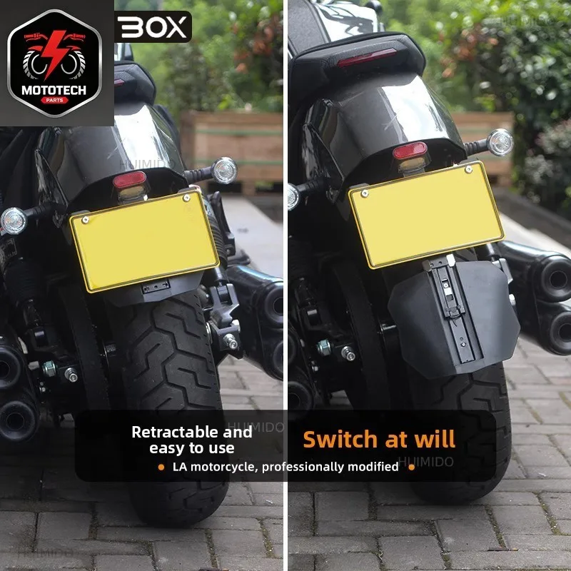 Applicable to Benda Black Flag 500 modified extended rear fender retractable short tail license plate rack light