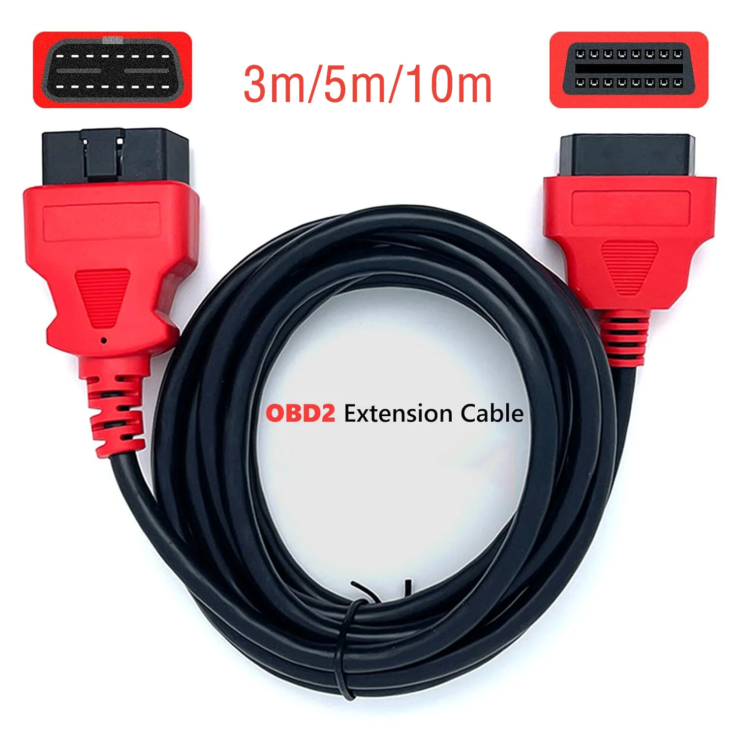 OBD2 Extension Cable Ultra-Long 10ft/3m 16ft/5m 33ft/10m 16-Pin OBDII Male to Female Extension Cord Diagnostic Extender Adapter