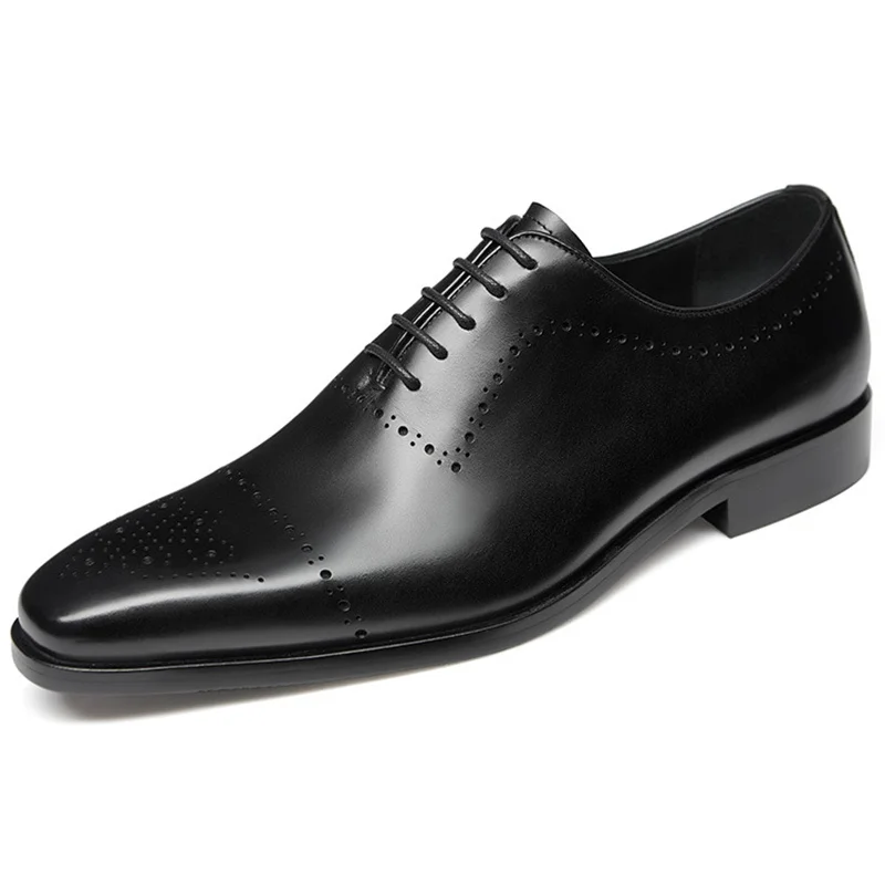 Vintage Men's Genuine Leather Brogues Dress Shoes Luxury Brand Handmade Fashion British Style Autumn Wedding Social Shoes Man image 2