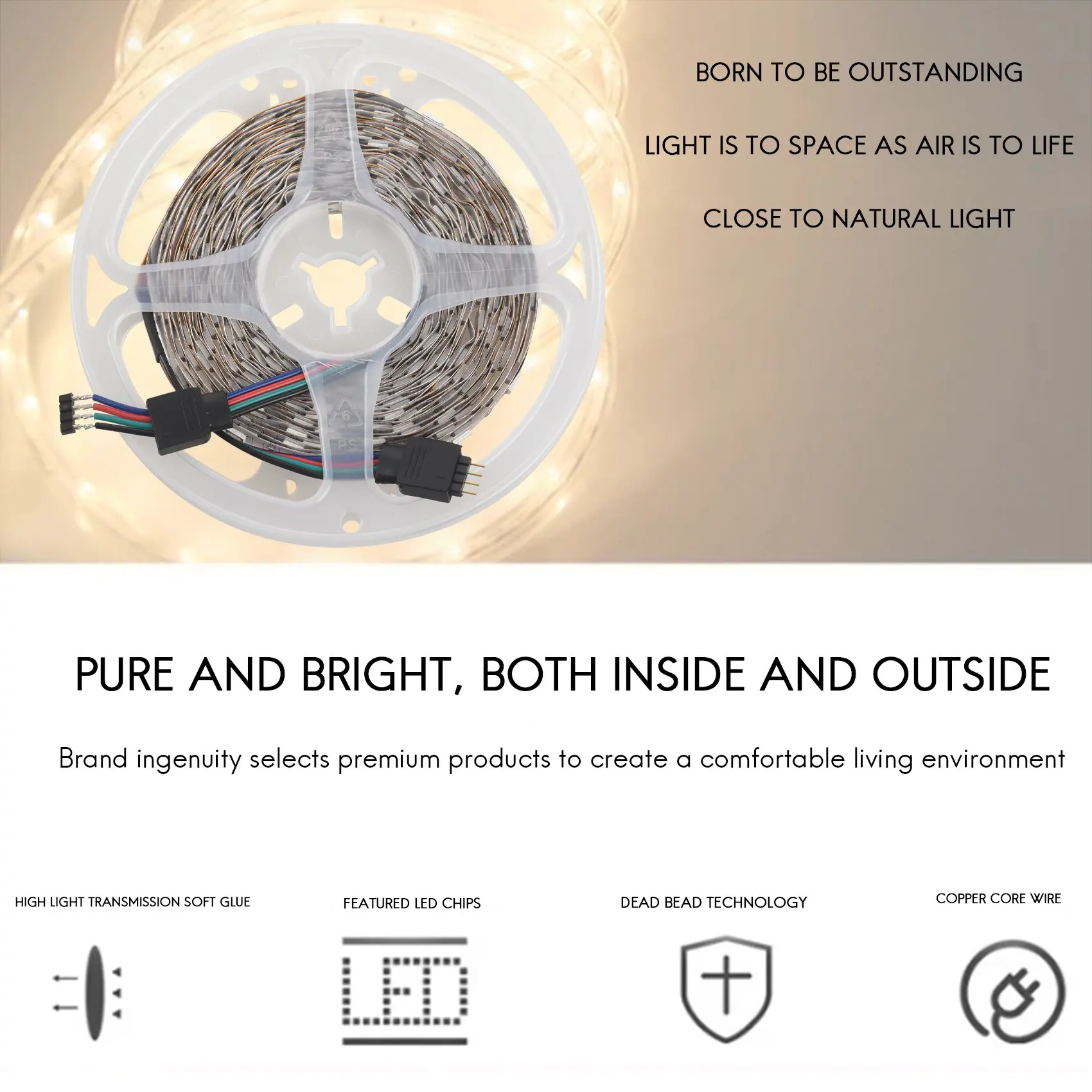 *N21R 5M RGB 300 5050 LED Flexible Light Strip Non-waterproof DC12V