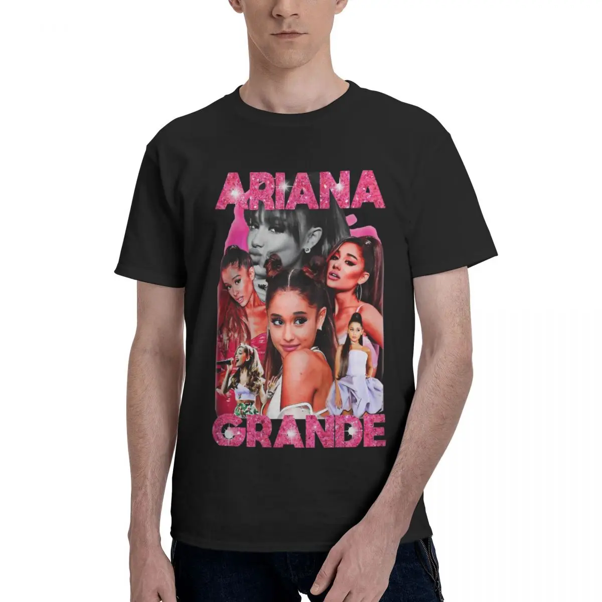 Men Ariana Grandes T Shirt Pure Cotton Tops Funny Short Sleeve Crewneck Tee Shirt Summer T-Shirts