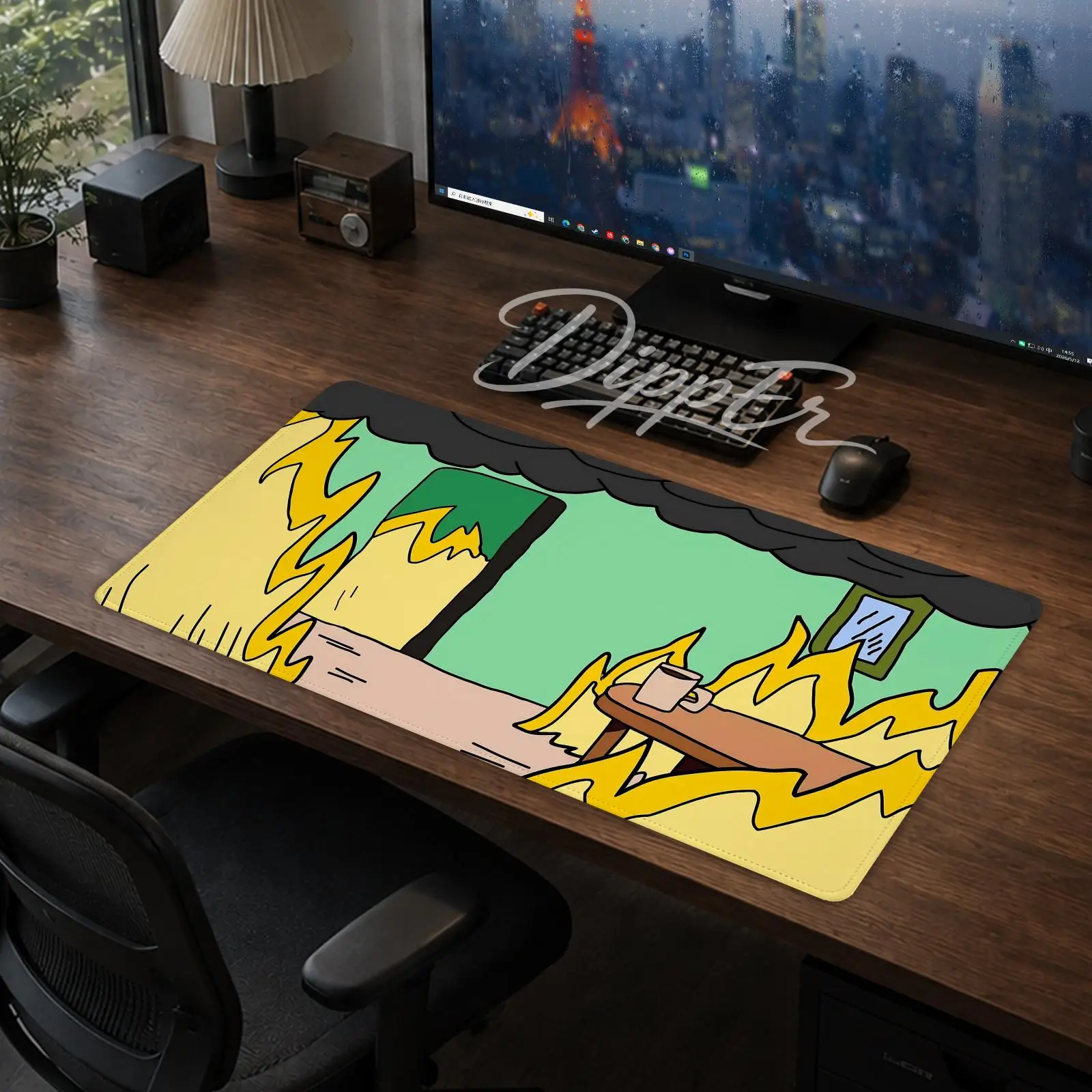 Dog This Is Fine Mouse Pad Gaming office Desk Mat Non-slip Large Mousepad DIY Keyboard Pad stitched edge rubber base
