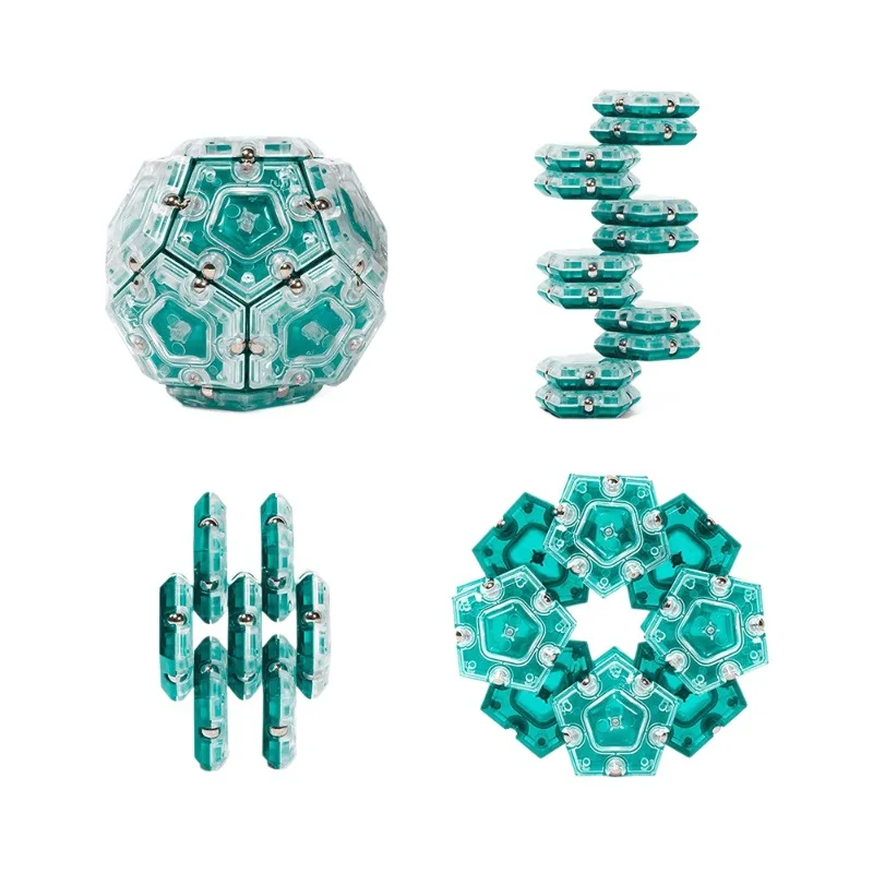 Stress Relief Magnetic Fidget Cube: 5-Pointed Star Balls & Square Tiles – DIY Building Block Toy for Anxiety Relief