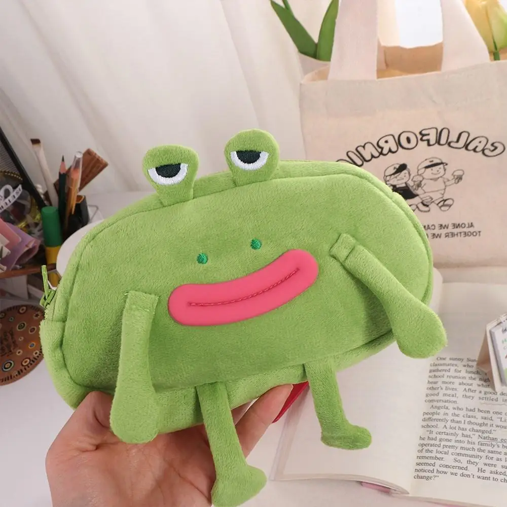 Desktop Organizer Big Mouth Frog Pen Bag Large Capacity Cosmetic Pouch Stationery Pouch Plush Pencil Holder Pencil Cases Student