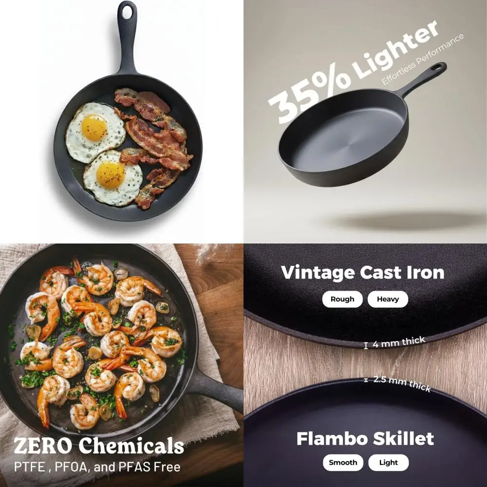 

10 Inch Pre-Seasoned Cast Iron Non-Stick Frying Pan - Ideal for Grilling and Frying with Smooth Finish