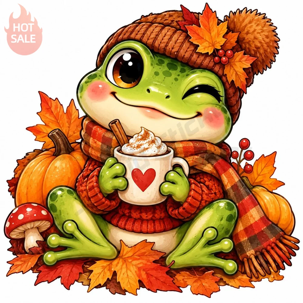 Autumn Frog Cute Sweet Creative Sticker For Car Body And Rear Window UV Resistant Scratch Cover Vinyl Decal Car Accessories