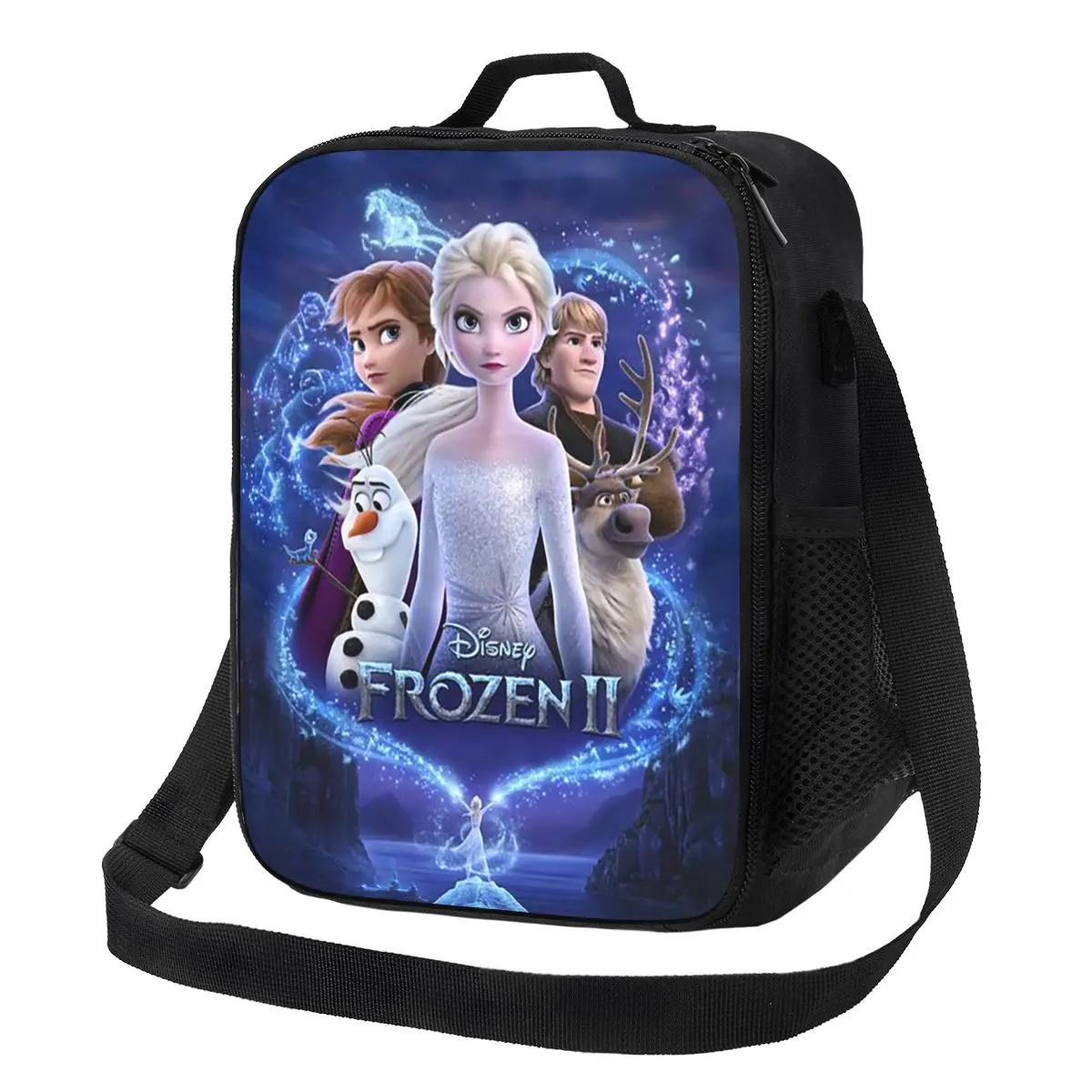 Custom Frozen Elsa Anna Insulated Lunch Bags for Camping Travel Animated Movie Waterproof Thermal Cooler Lunch Box Women Kids