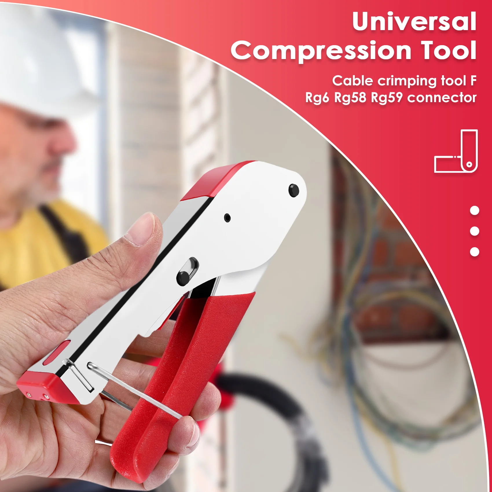DTA5 Multi Compression Coaxial Cable Crimping Tool Kit for RG6 RG58 RG59 Connectors with Stripper Universal