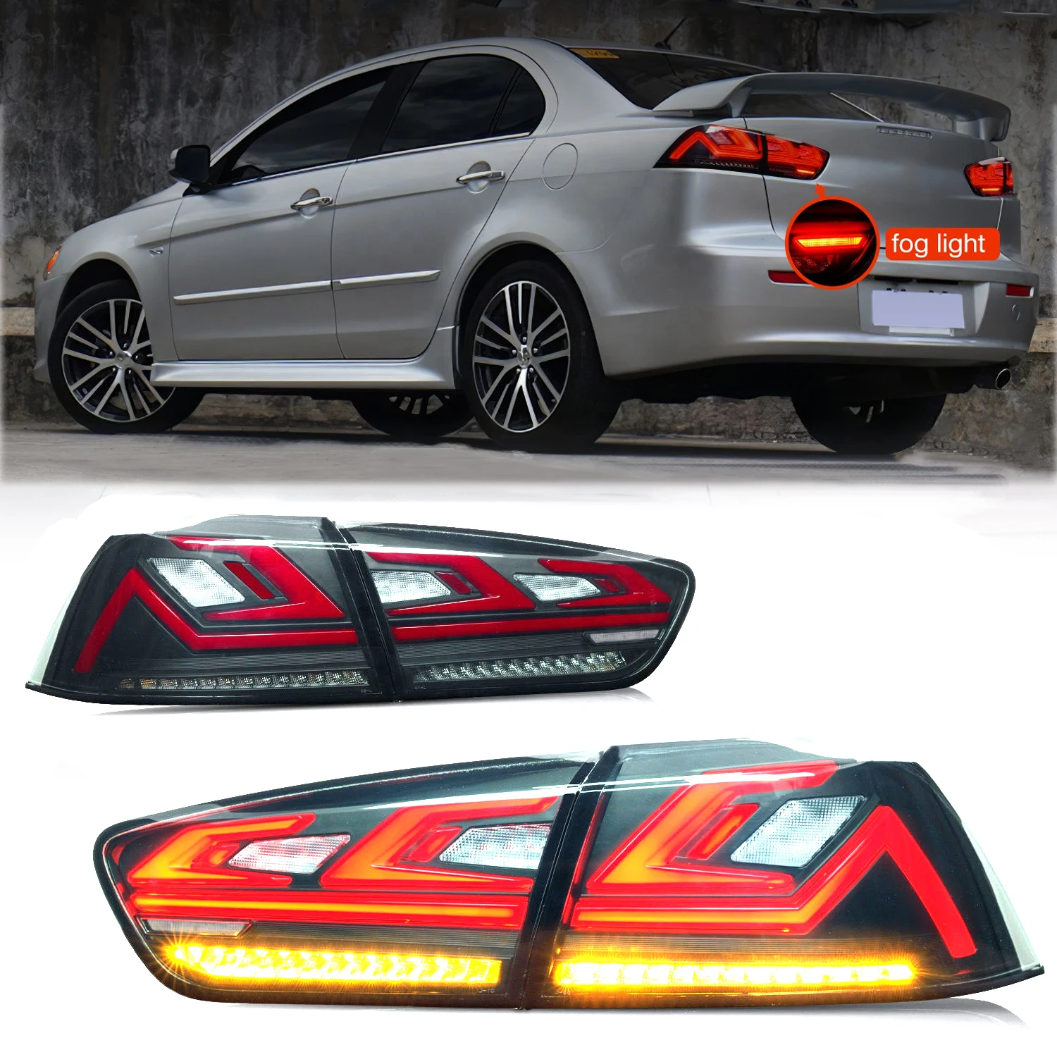 VLAND Factory New Style Full LED Taillights With Sequential Turn Car Rear Lamp 2008-For Mitsubishi Lancer EX2018 Tail Lights
