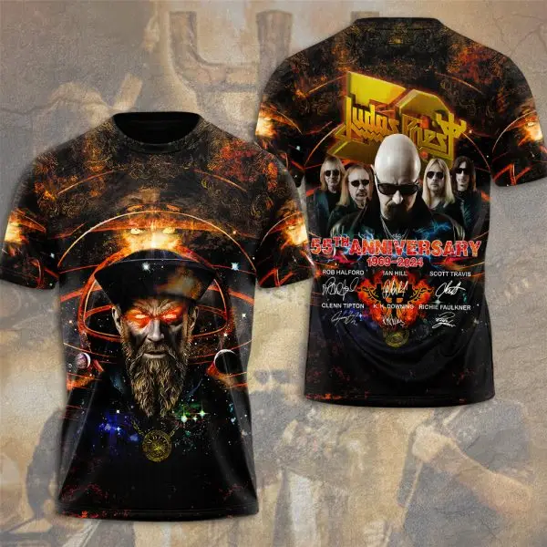 New Men\'s T-shirt Popular Band Judas Priest 3D Printed t shirts Men Women Hip Hop Short Sleeve Tee Oversized Street Top Clothing