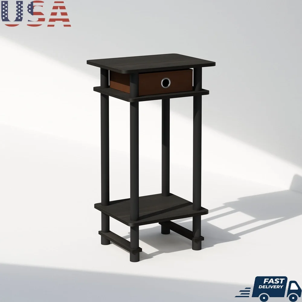 

Tall Nightstand with Storage Drawer and Shelf Bedroom Living Room Home Office Easy Assembly Durable Composite Wood