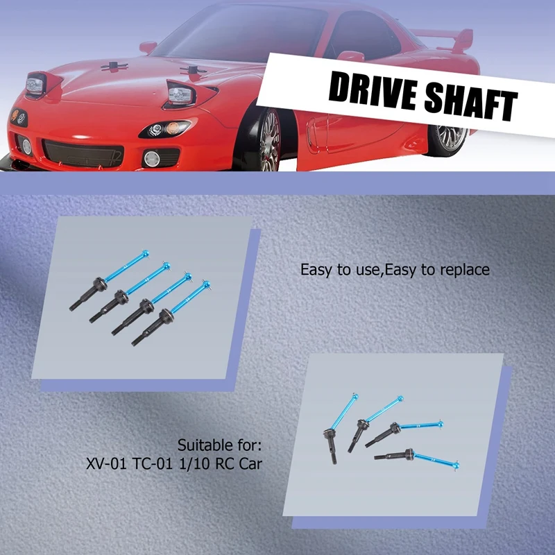 4 шт. передний и задний приводной вал CVD 54515 54516 42 мм 39 мм для Tamiya XV-01 TC-01 XV01 TC01 1/10, детали для обновления радиоуправляемого автомобиля