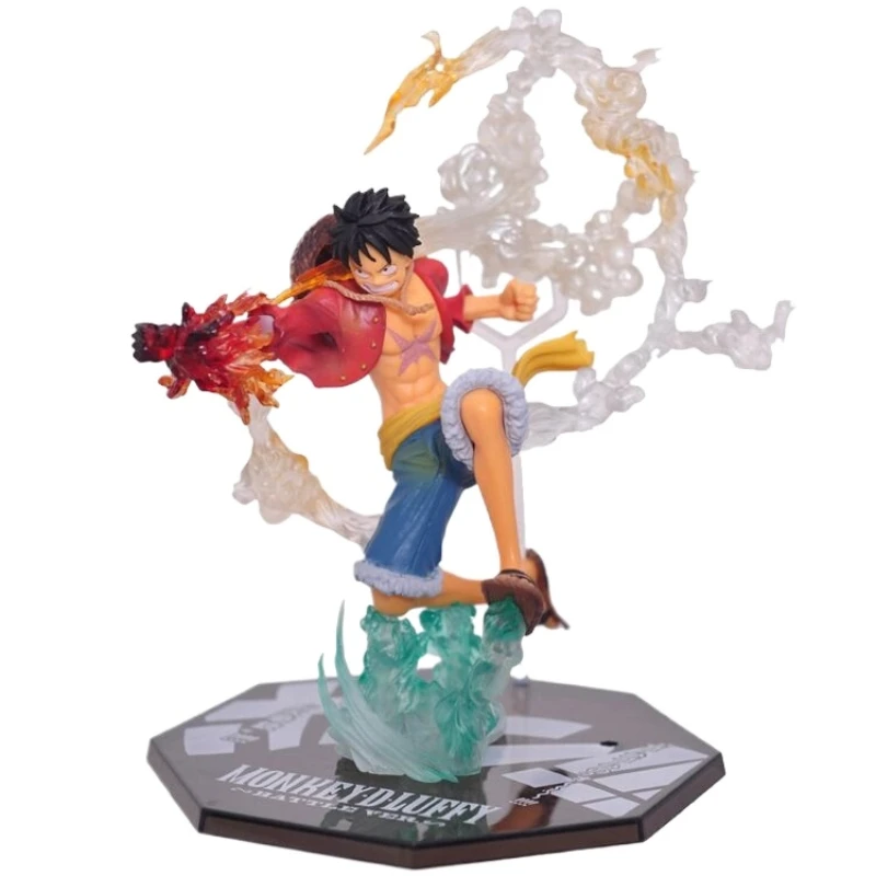 18cm One Piece - 'Hiken' Luffy (Battle Version) Fire Fist Anime Figure Model Statue Collection Desktop Decoration Ornament Toys