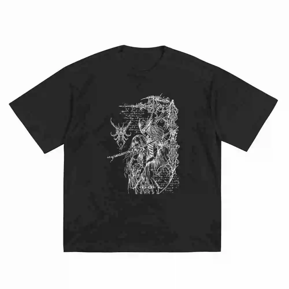 Gothic Heavy Metal Band Emerald Green Black Lettering Short Sleeve Tee 100% Cotton T-Shirt