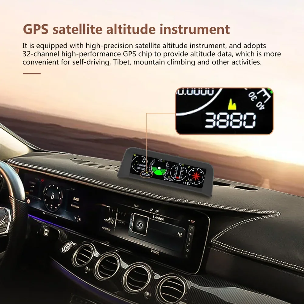 X90 GPS Speedometer Multifunction Digital HUD Head Up Display Altitude Meter Compass MPH KM/H Slope Inclinometer Smart Compass