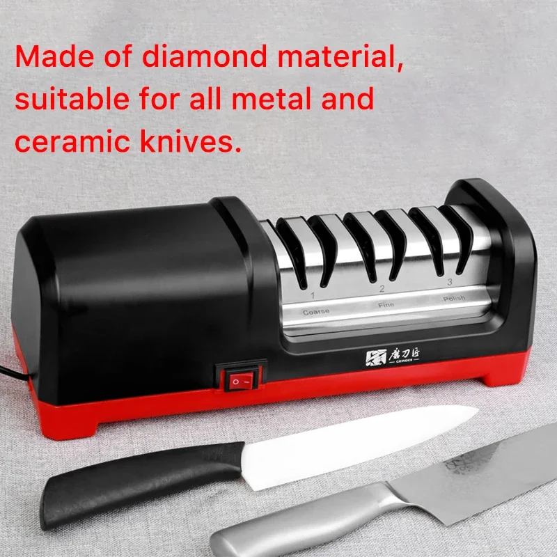Smart  Kitchen Ware Top Level TG2101 3 Stages Electric Diamond Steel Kitchen Knife Sharpener