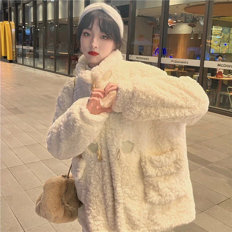 2023 New Winter Women Wear Korean Version Thickened Fur Student Short Loose Imitation Rabbit Hair Top Fur Coat Female Lamb Hair