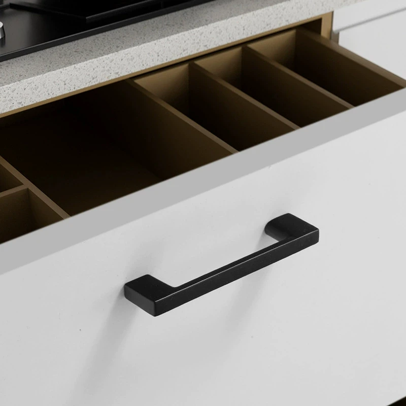 Modern Simple Cabinets Handles Black Silver Kitchen Furniture Handles Drawer Knobs Cabinet Pulls Clothes Wardrobes Handles