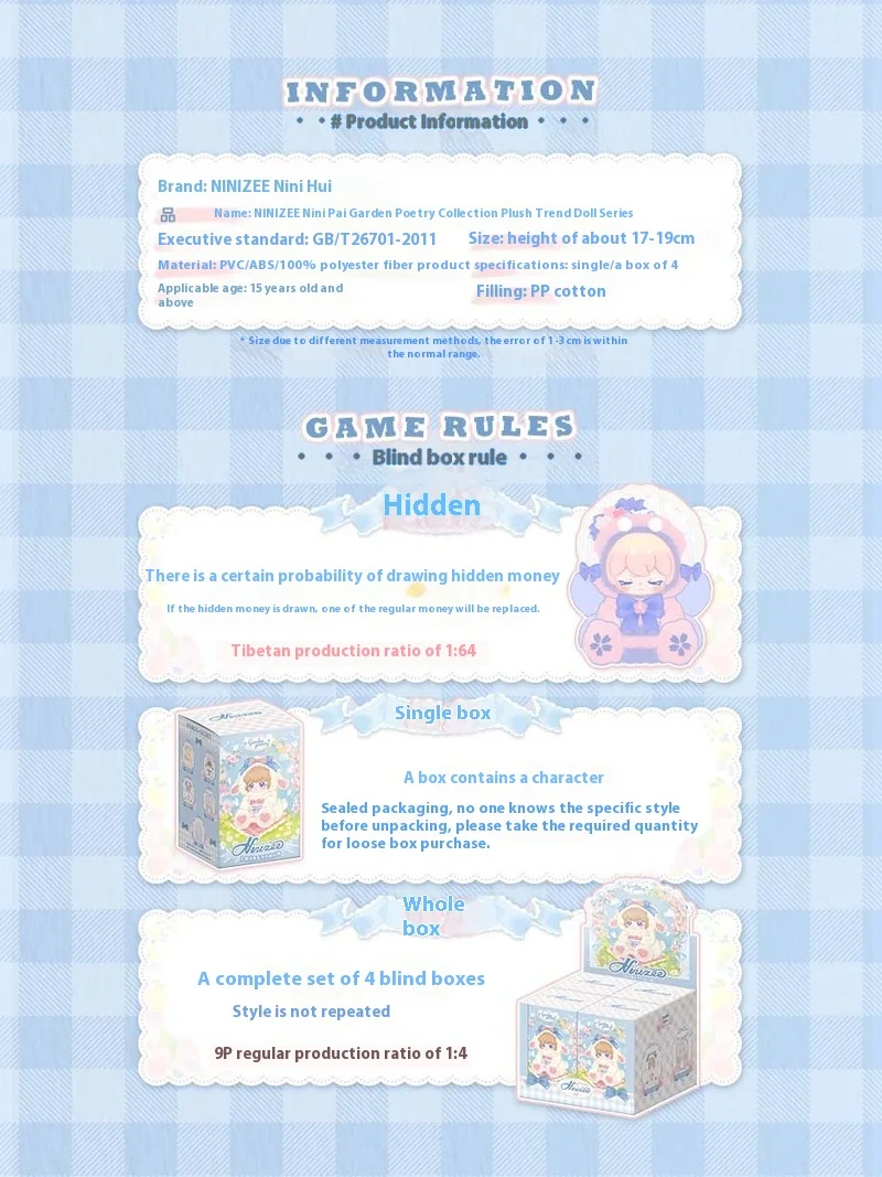 2024 جديد Ninizai حديقة الشعر جمع أفخم دمية لعبة مفاجأة هدية نموذج دمية الأطفال صندوق أعمى عرض هدية غامضة