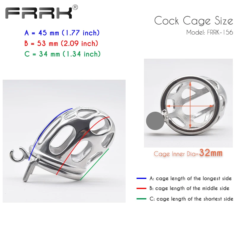 FRRK 60mm Long Chastity Cage Open Head Stainless Steel Lock Cock Down Metal Penis Rings BDSM Devices Adults Toys Sex Shop