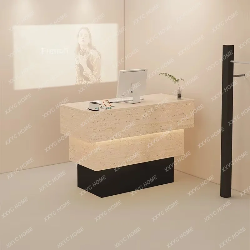 HJ  Beauty Executive Reception Desks Small Led Lights Salon Simple Reception Desks Design Drawer Comptoire Accueil Trendy Furni