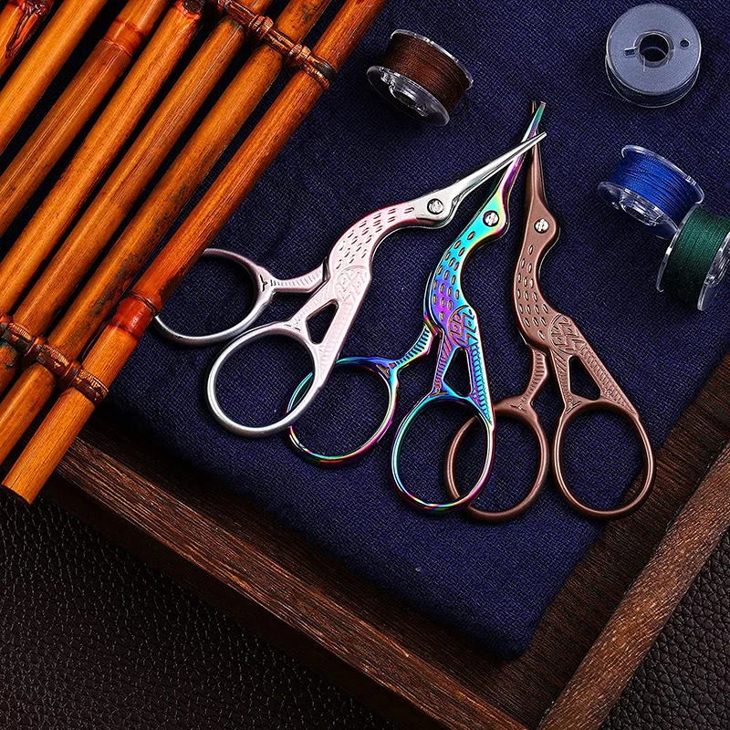 1PC Vintage Stork Shape Sewing Scissors Stainless Steel Tailor Scissors Sharp Sewing Shears for Embroidery DIY Craft Needle Sew