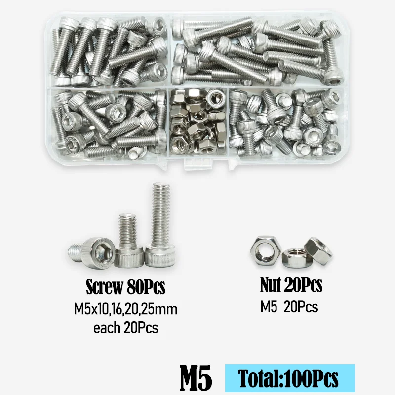 M2 M2,5 M3 M4 Messing-Einsatzmutter mit Gewinde und Sechskant-Innensechskantschraube aus Edelstahl 304, mit wärmegekarteltem Muttern-Set – Detail 16