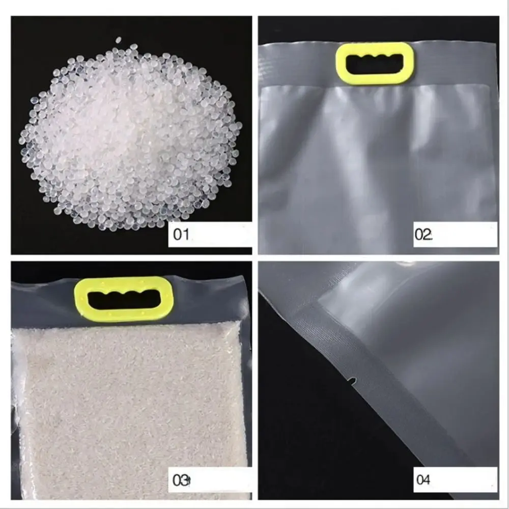 10pcs 5kg/10kg Rice Grain Packaging Bag Transparent with Handle Food Vacuum Bag Moisture-proof Insect Proof