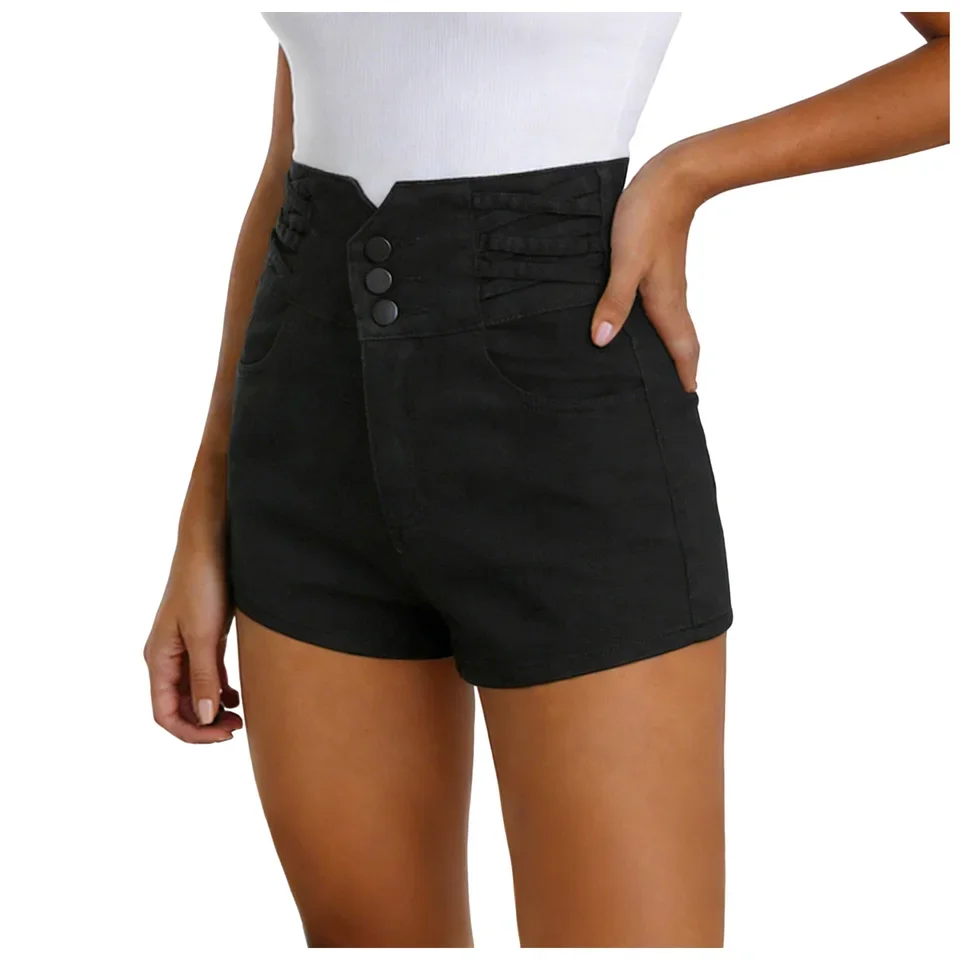 Korean Fashion Denim Shorts For Women Summer High Waist Skinny Shorts Fashion Harajuku Y2K Streetwear Basic Short Pants шорты