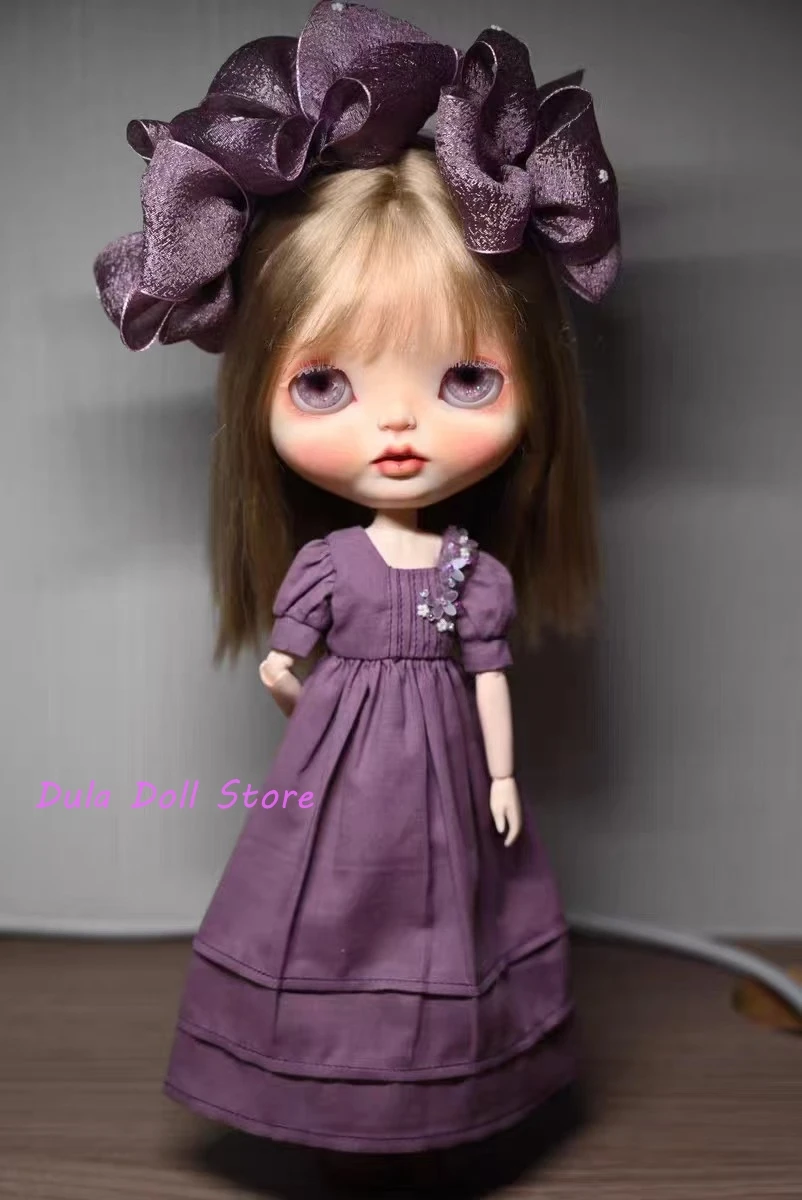 

Одежда для куклы Dula, платье, летняя фиолетовая юбка с колышками Blythe Qbaby ob24 ob22 Azone Licca ICY jerfish Bjd кукла