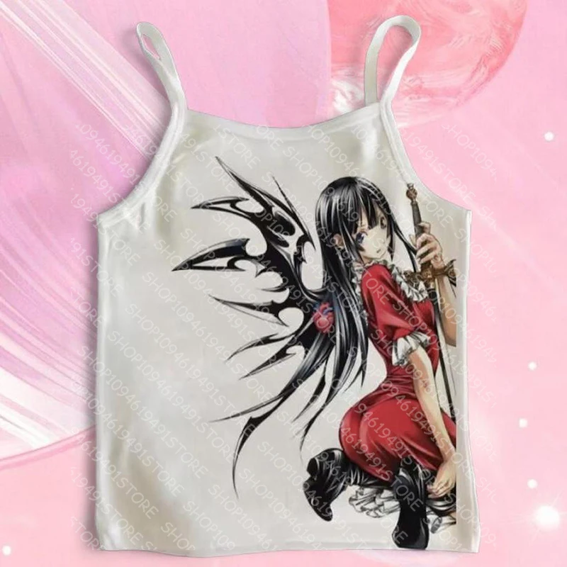

2000s Women Sexy Tank Tops Slim Tops Letter Printed White Women's Racerback Vest Summer Vintage Punk Clothes Y2k Style Tank Tops