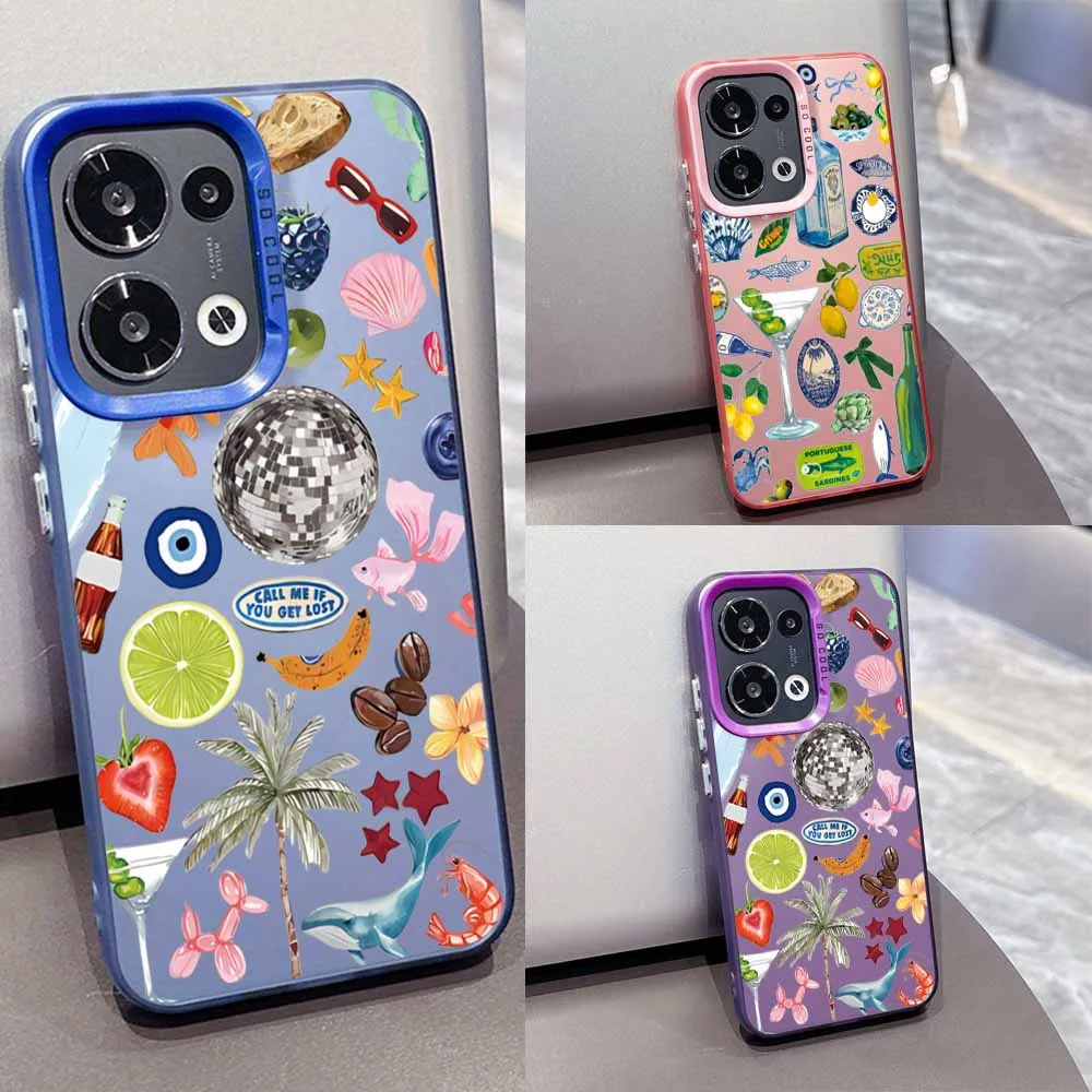 

Seaside Scenery Wine Lemon Cover For OPPO Reno 14 13F 13 12F 12 11F 11 10 8T 8Z 7Z 7 6 Pro Plus Lite Colorful Phone Case
