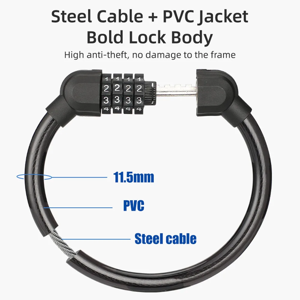 Theft Code Combination Resettable Digit Combination Cable Bicycle Lock Bicycle Accessories Password Lock Security Lock