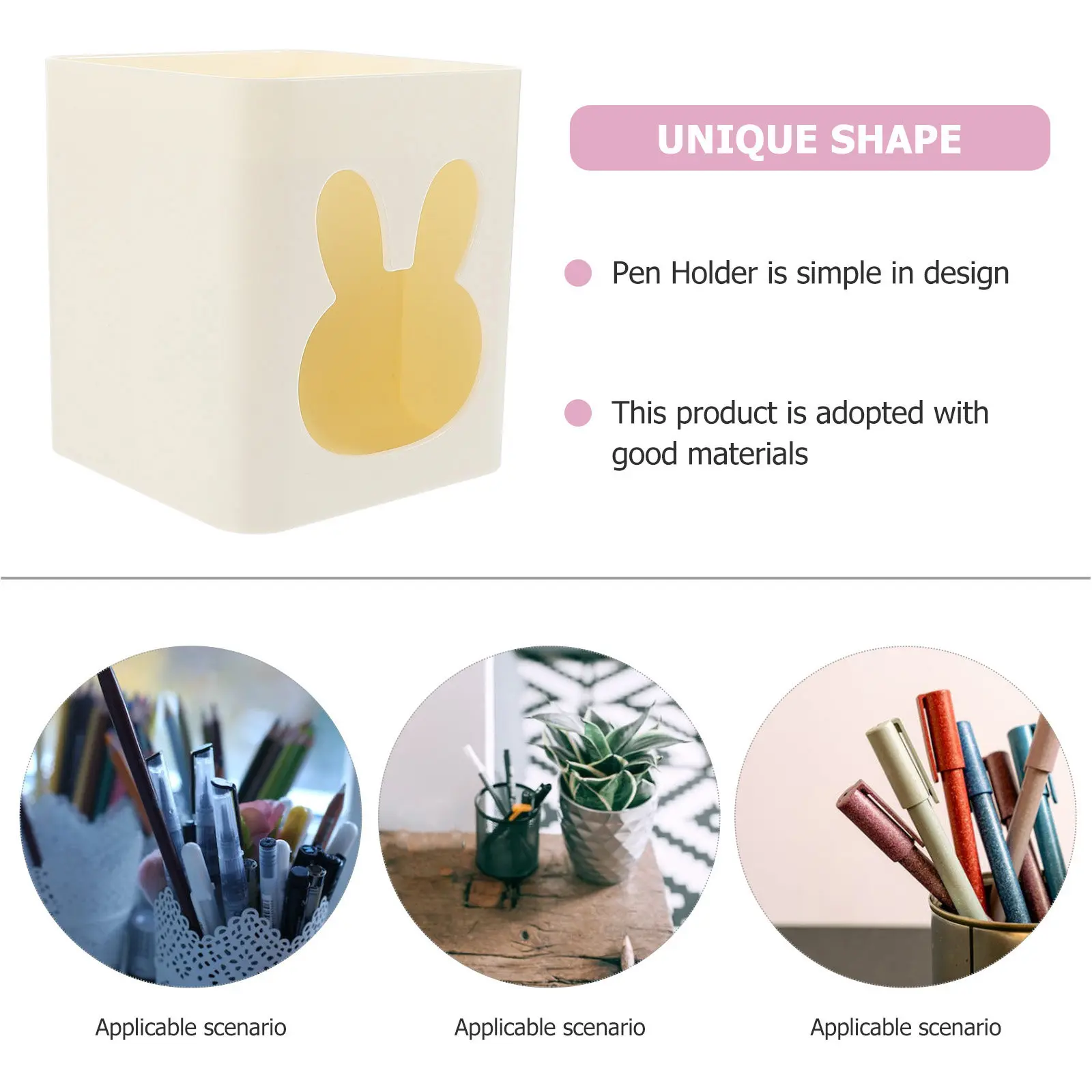 Desktop Pen Holder Rabbit Design Plastic Stationery Organizer for Home Office School Creative Desk Accessory Multi-Function Pen