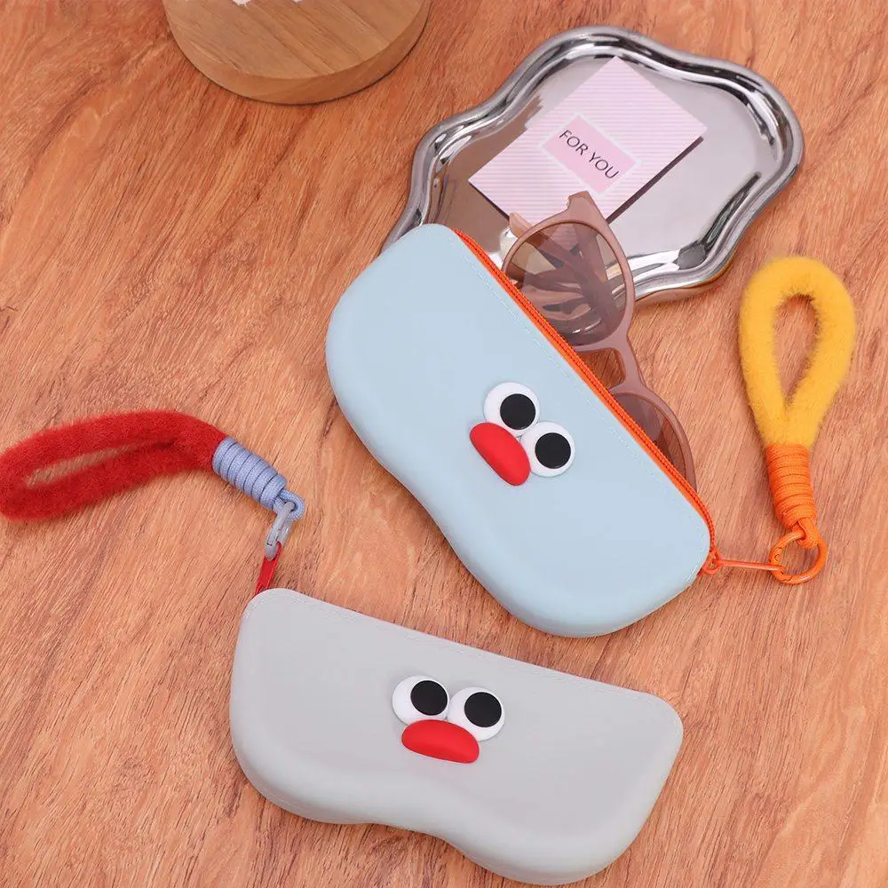 Waterproof Silicone Sunglasses Case Eco-friendly Plush Handle Zipper Eyeglasses Bag Simple Dustproof Glasses Storage Bag